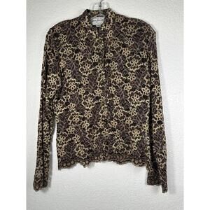 Ann Ferriday Lacy Sheer Top Brown Floral One Size Boho Dark Romance Coquette
